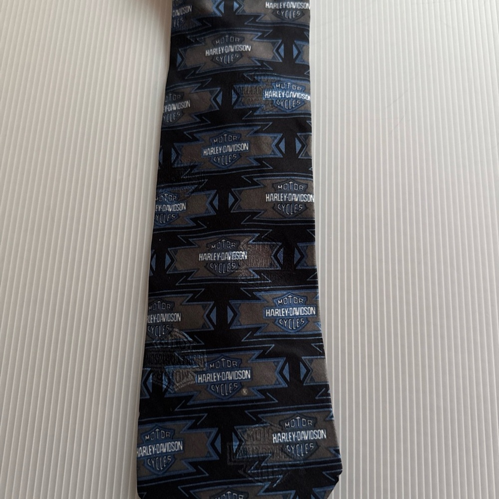 Harley-Davidson Black and Silver Tie with Blue Accents